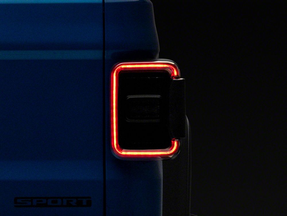 Raxiom Axial Series LED Tail Lights; Black Housing; Smoked Lens (20-25 Jeep Gladiator JT w/ Factory Halogen Tail Lights & w/o Blind Spot Detection))
