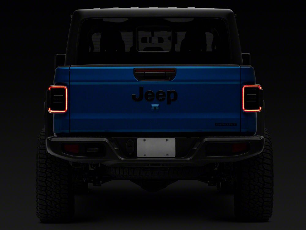 Raxiom Axial Series LED Tail Lights; Black Housing; Smoked Lens (20-25 Jeep Gladiator JT w/ Factory Halogen Tail Lights & w/o Blind Spot Detection))