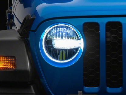 Raxiom Axial Series 9-Inch LED Headlights; Black Housing; Clear Lens (20-25 Jeep Gladiator JT w/ Factory Halogen Headlights)