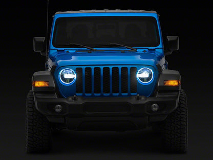 Raxiom Axial Series 9-Inch LED Headlights; Black Housing; Clear Lens (20-25 Jeep Gladiator JT w/ Factory Halogen Headlights)