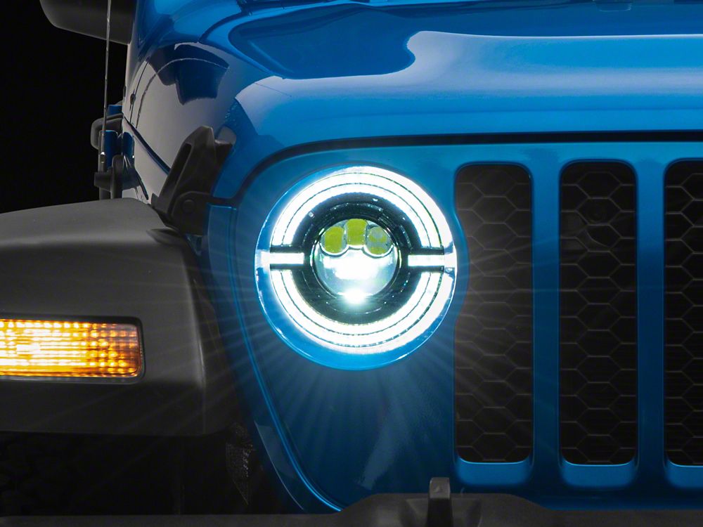 Raxiom Axial Series 9-Inch LED Angel Eye Headlights; Black Housing; Clear Lens (20-25 Jeep Gladiator JT)