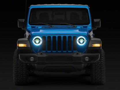 Raxiom Axial Series 9-Inch LED Angel Eye Headlights; Black Housing; Clear Lens (20-25 Jeep Gladiator JT)