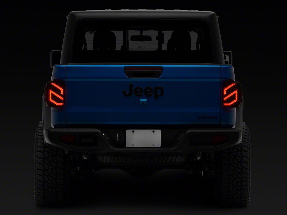 Raxiom Axial Series LED Tail Lights; Black Housing; Smoked Lens (20-25 Jeep Gladiator JT w/ Factory Halogen Tail Lights & w/o Blind Spot Detection))
