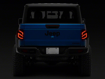 Raxiom Axial Series LED Tail Lights; Black Housing; Smoked Lens (20-25 Jeep Gladiator JT w/ Factory Halogen Tail Lights & w/o Blind Spot Detection))