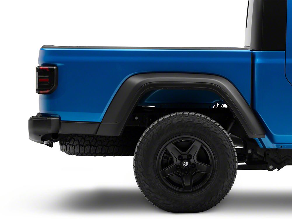 Raxiom Axial Series LED Tail Lights; Black Housing; Smoked Lens (20-25 Jeep Gladiator JT w/ Factory Halogen Tail Lights & w/o Blind Spot Detection))