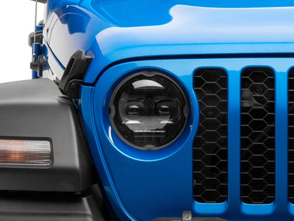 Raxiom Axial Series 9-Inch Angel Eye LED Headlights; Black Housing; Clear Lens (20-25 Jeep Gladiator JT)