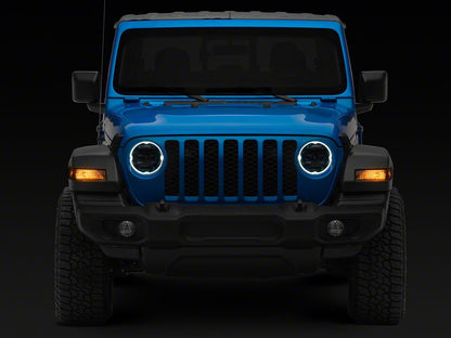 Raxiom Axial Series 9-Inch Angel Eye LED Headlights; Black Housing; Clear Lens (20-25 Jeep Gladiator JT)