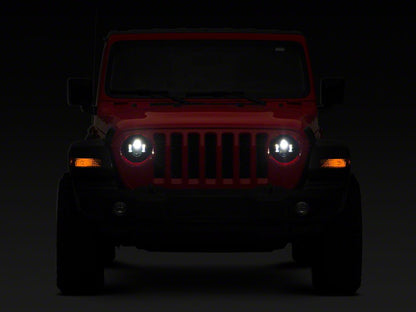 Raxiom Axial Series 7-Inch LED Daymaker Headlights; Black Housing; Clear Lens (20-25 Jeep Gladiator JT)