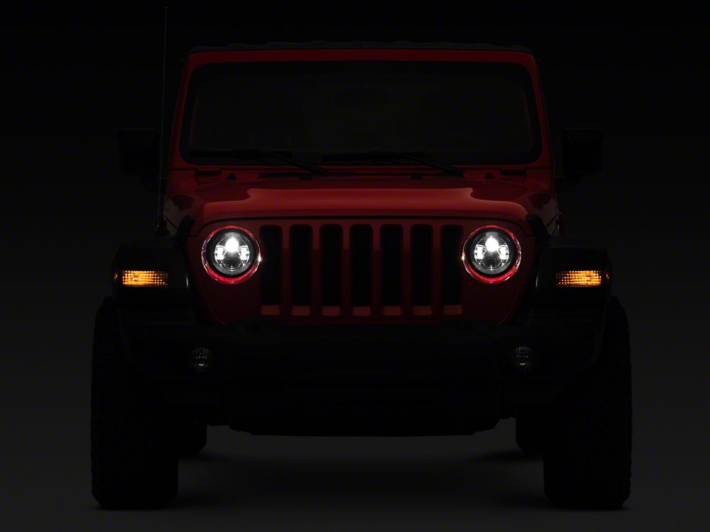 Raxiom Axial Series 7-Inch LED Daymaker Headlights; Chrome Housing; Clear Lens (20-25 Jeep Gladiator JT)