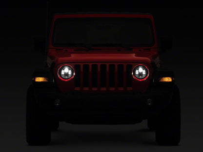 Raxiom Axial Series 7-Inch LED Daymaker Headlights; Chrome Housing; Clear Lens (20-25 Jeep Gladiator JT)