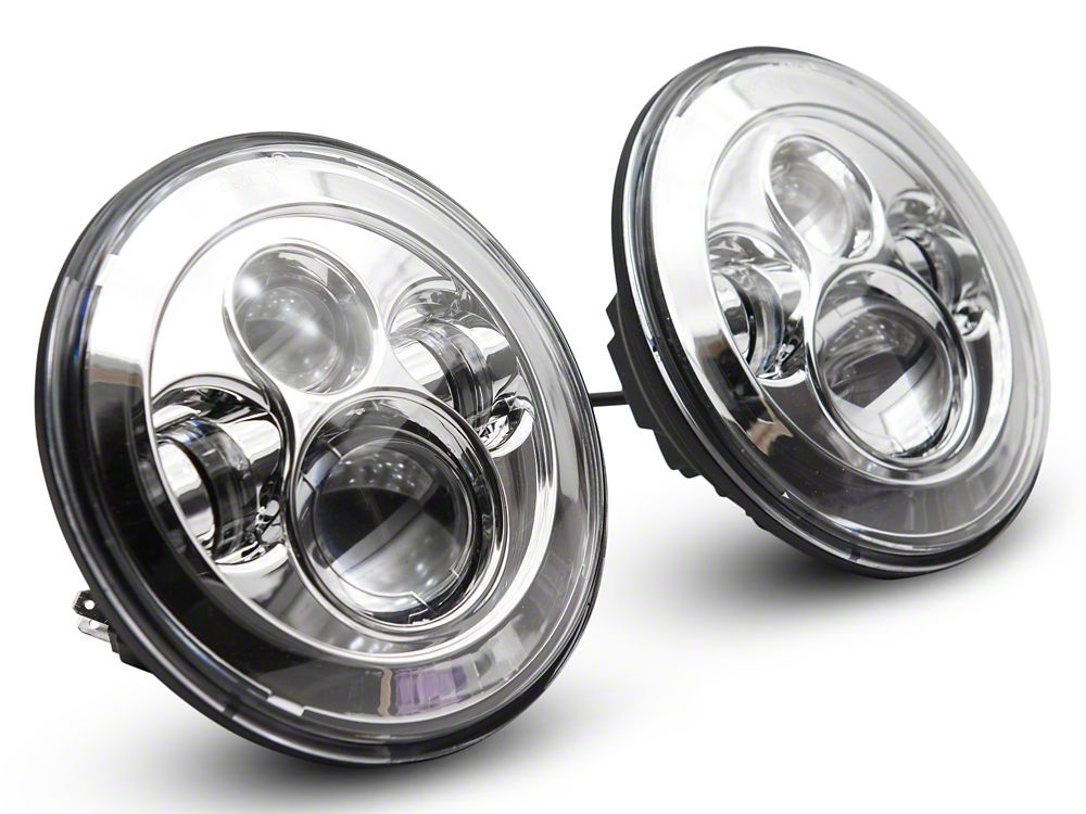 Raxiom Axial Series 7-Inch LED Daymaker Headlights; Chrome Housing; Clear Lens (20-25 Jeep Gladiator JT)