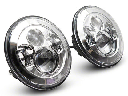 Raxiom Axial Series 7-Inch LED Daymaker Headlights; Chrome Housing; Clear Lens (20-25 Jeep Gladiator JT)