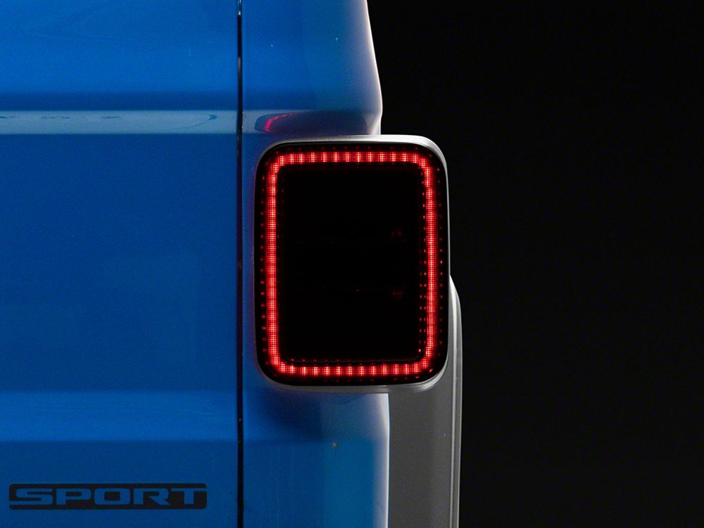 Raxiom Axial Series LED Tail Lights; Black Housing; Smoked Lens (20-25 Jeep Gladiator JT w/ Factory Halogen Tail Lights & w/o Blind Spot Detection))