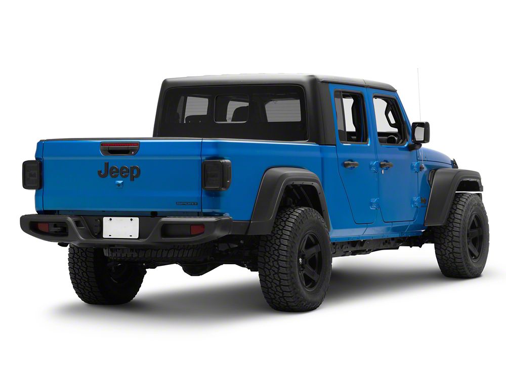 Raxiom Axial Series LED Tail Lights; Black Housing; Smoked Lens (20-25 Jeep Gladiator JT w/ Factory Halogen Tail Lights & w/o Blind Spot Detection))