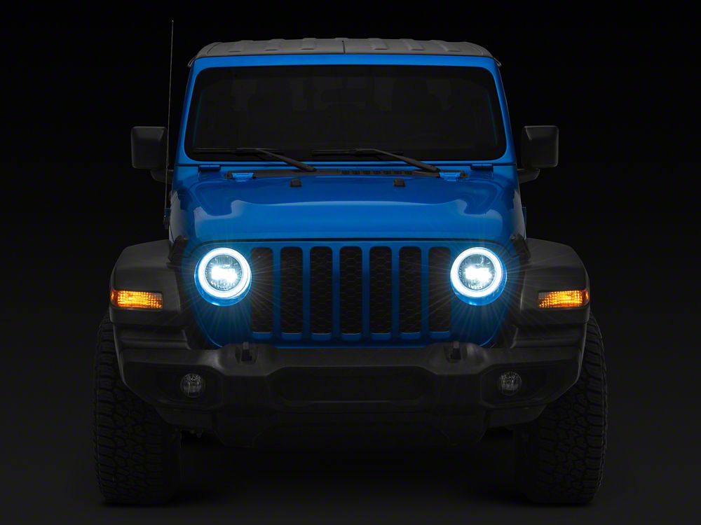 Raxiom 9-Inch LED Headlights with DRL and Turn Signals; Black Housing; Clear Lens (20-25 Jeep Gladiator JT)