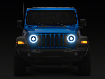 Raxiom High Output LED Headlights with Angel Eye DRL; Black Housing; Clear Lens (20-25 Jeep Gladiator JT)