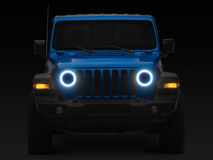 Raxiom High Output LED Headlights with Angel Eye DRL; Black Housing; Clear Lens (20-25 Jeep Gladiator JT)