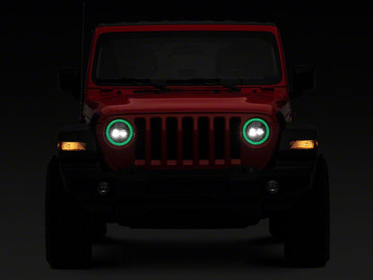 Raxiom Axial Series 9-Inch LED Headlights with RGB Halo; Black Housing; Clear Lens (20-25 Jeep Gladiator JT)