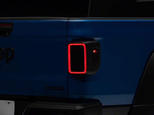 Raxiom LED Tail Lights; Black Housing; Smoked Lens (20-25 Jeep Gladiator JT w/ Factory Halogen Tail Lights & w/o Blind Spot Detection))
