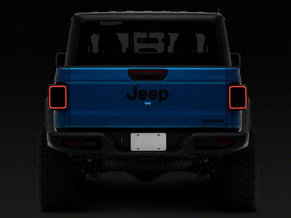 Raxiom LED Tail Lights; Black Housing; Smoked Lens (20-25 Jeep Gladiator JT w/ Factory Halogen Tail Lights & w/o Blind Spot Detection))