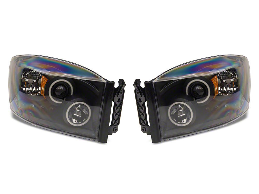 Raxiom CCFL Halo Projector Headlights; Black Housing; Clear Lens (06-08 RAM 1500)