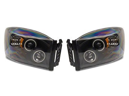 Raxiom CCFL Halo Projector Headlights; Black Housing; Clear Lens (06-08 RAM 1500)