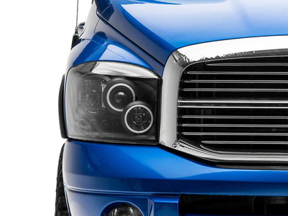 Raxiom CCFL Halo Projector Headlights; Black Housing; Clear Lens (06-08 RAM 1500)