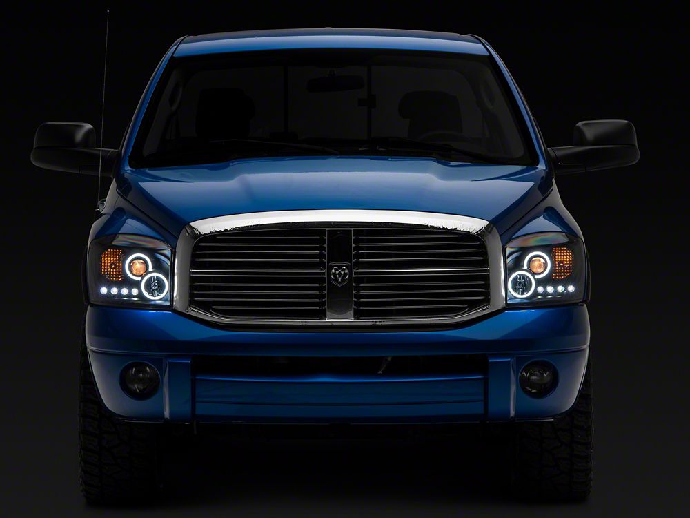 Raxiom CCFL Halo Projector Headlights; Black Housing; Clear Lens (06-08 RAM 1500)