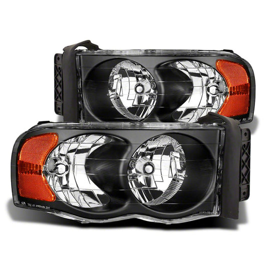 Raxiom Crystal Headlights; Black Housing; Clear Lens (02-05 RAM 1500)