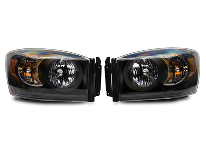 Raxiom Axial Series Euro Headlights; Black Housing; Clear Lens (06-08 RAM 1500)
