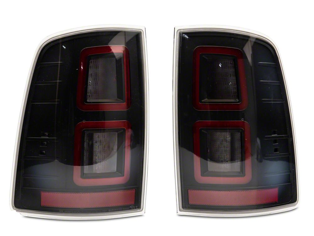 Raxiom LED Tail Lights; Black Housing; Clear Lens (09-18 RAM 1500 w/ Factory Halogen Tail Lights)