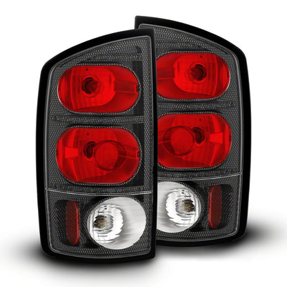 Raxiom Axial Series Tail Lights; Carbon Fiber Housing; Red/Clear Lens (02-05 RAM 1500)