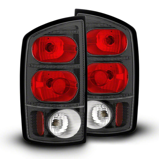 Raxiom Axial Series Tail Lights; Carbon Fiber Housing; Red/Clear Lens (02-05 RAM 1500)