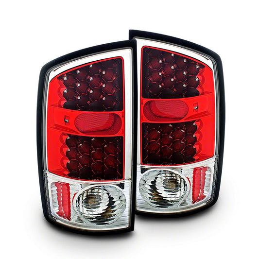 Raxiom G4 LED Tail Lights; Chrome Housing; Red/Clear Lens (02-05 RAM 1500)
