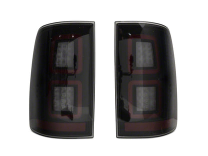 Raxiom LED Tail Lights; Black Housing; Light Smoked Lens (09-18 RAM 1500 w/ Factory Halogen Tail Lights)