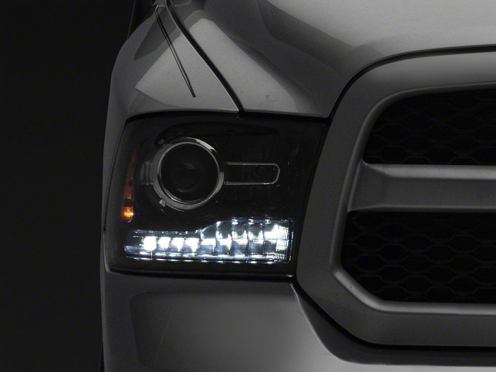 Raxiom LED Halo Headlights with Switchback Turn Signals; Black Housing; Clear Lens (09-18 RAM 1500 w/ Factory Halogen Non-Projector Headlights)