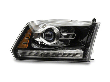 Raxiom LED Halo Headlights with Switchback Turn Signals; Black Housing; Clear Lens (09-18 RAM 1500 w/ Factory Halogen Non-Projector Headlights)