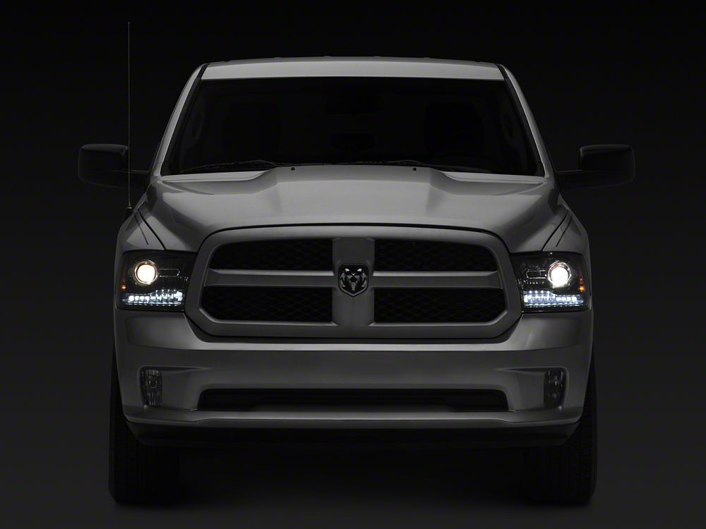 Raxiom LED Halo Headlights with Switchback Turn Signals; Black Housing; Clear Lens (09-18 RAM 1500 w/ Factory Halogen Non-Projector Headlights)