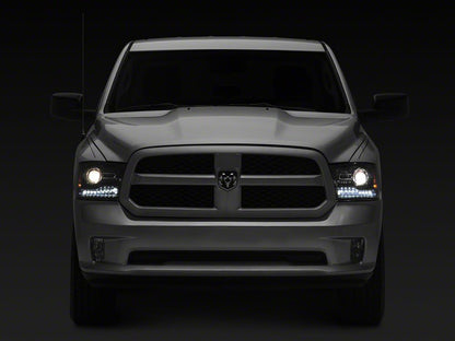 Raxiom LED Halo Headlights with Switchback Turn Signals; Black Housing; Clear Lens (09-18 RAM 1500 w/ Factory Halogen Non-Projector Headlights)