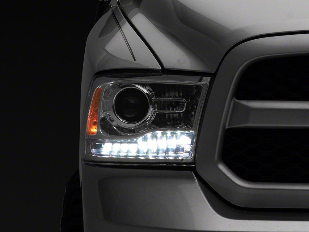 Raxiom LED Halo Headlights with Switchback Turn Signals; Chrome Housing; Clear Lens (09-18 RAM 1500 w/ Factory Halogen Non-Projector Headlights)