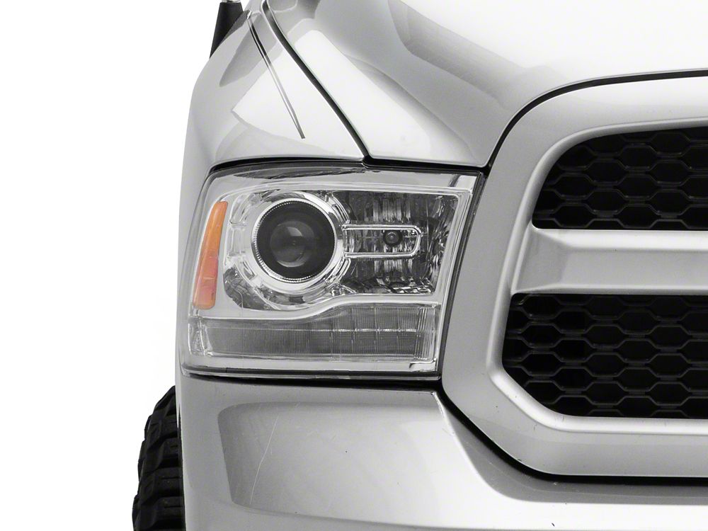 Raxiom LED Halo Headlights with Switchback Turn Signals; Chrome Housing; Clear Lens (09-18 RAM 1500 w/ Factory Halogen Non-Projector Headlights)
