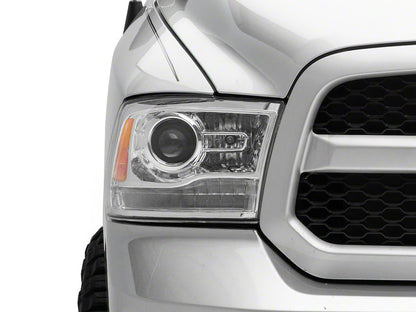 Raxiom LED Halo Headlights with Switchback Turn Signals; Chrome Housing; Clear Lens (09-18 RAM 1500 w/ Factory Halogen Non-Projector Headlights)