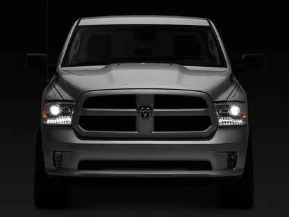Raxiom LED Halo Headlights with Switchback Turn Signals; Chrome Housing; Clear Lens (09-18 RAM 1500 w/ Factory Halogen Non-Projector Headlights)