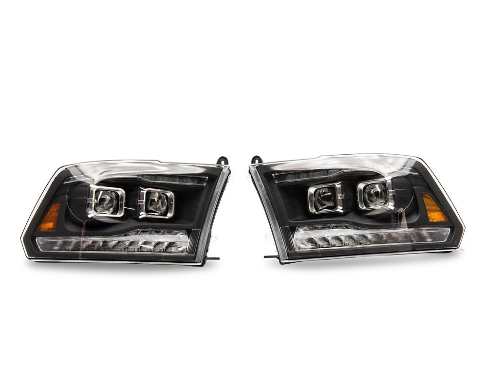 Raxiom LED Projector Headlights with Switchback Turn Signals; Black Housing; Clear Lens (09-18 RAM 1500 w/ Factory Halogen Non-Projector Headlights)
