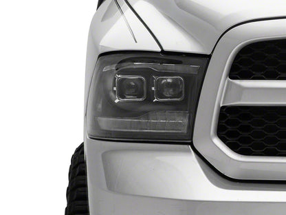 Raxiom LED Projector Headlights with Switchback Turn Signals; Black Housing; Clear Lens (09-18 RAM 1500 w/ Factory Halogen Non-Projector Headlights)