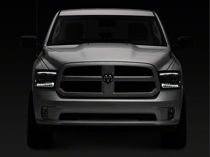 Raxiom LED Projector Headlights with Switchback Turn Signals; Black Housing; Clear Lens (09-18 RAM 1500 w/ Factory Halogen Non-Projector Headlights)