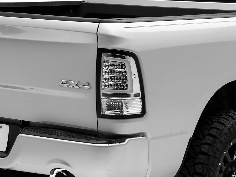 Raxiom Axial Series LED Tail Lights; Chrome Housing; Clear Lens (09-18 RAM 1500 w/ Factory Halogen Tail Lights)