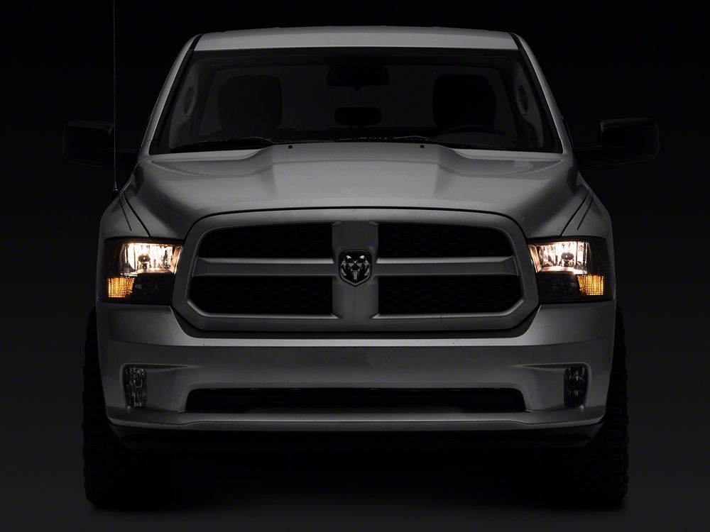 Raxiom Axial Series Euro Style Headlights with Dual Bulb; Black Housing; Clear Lens (09-18 RAM 1500 w/ Factory Halogen Non-Projector Headlights)