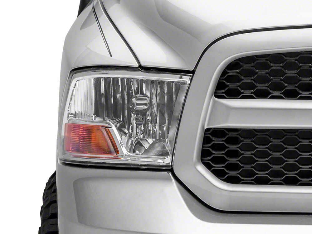 Raxiom Axial Series OEM Style Replacement Headlights with Single Bulb; Chrome Housing; Clear Lens (09-18 RAM 1500 w/ Factory Halogen Non-Projector Headlights)