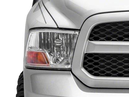 Raxiom Axial Series OEM Style Replacement Headlights with Single Bulb; Chrome Housing; Clear Lens (09-18 RAM 1500 w/ Factory Halogen Non-Projector Headlights)